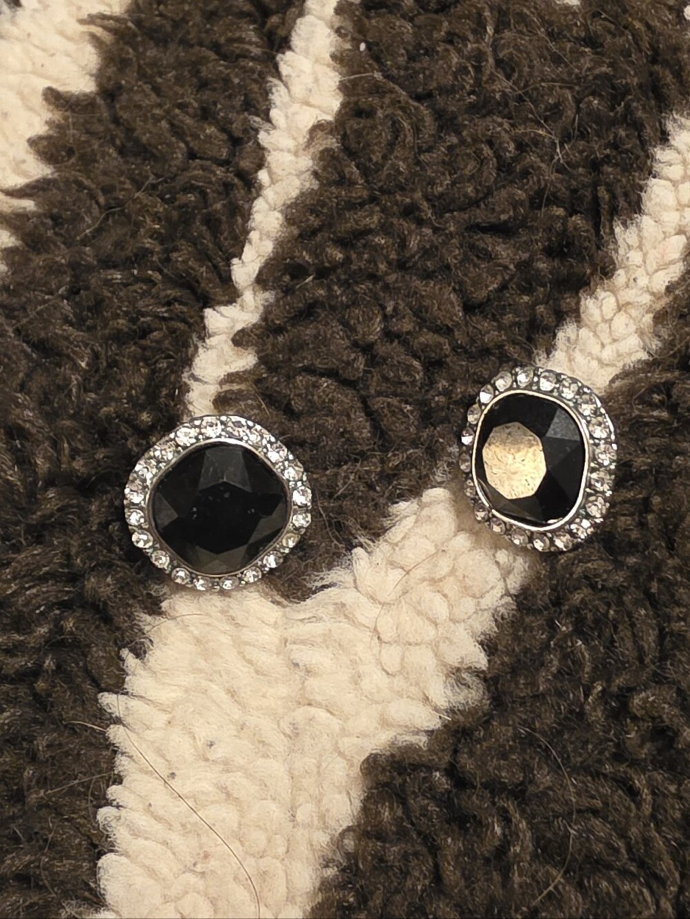 Black Crystal Halo Stud Earrings - Women Jewelry